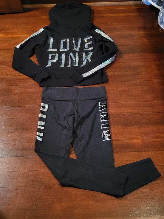 PINK Victoria's Secret Tops - RARE Victoria's Secret Bling Hoodie And Bling Leggings Set (2 Piece)